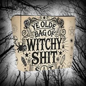 NEW "Ye Olde Bag of Witchy Shit" Large Cosmetic Pouch Makeup Bag